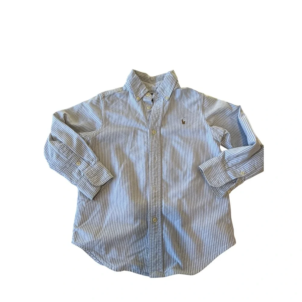 Ralph Lauren Blue Striped Button Down Shirt, 5